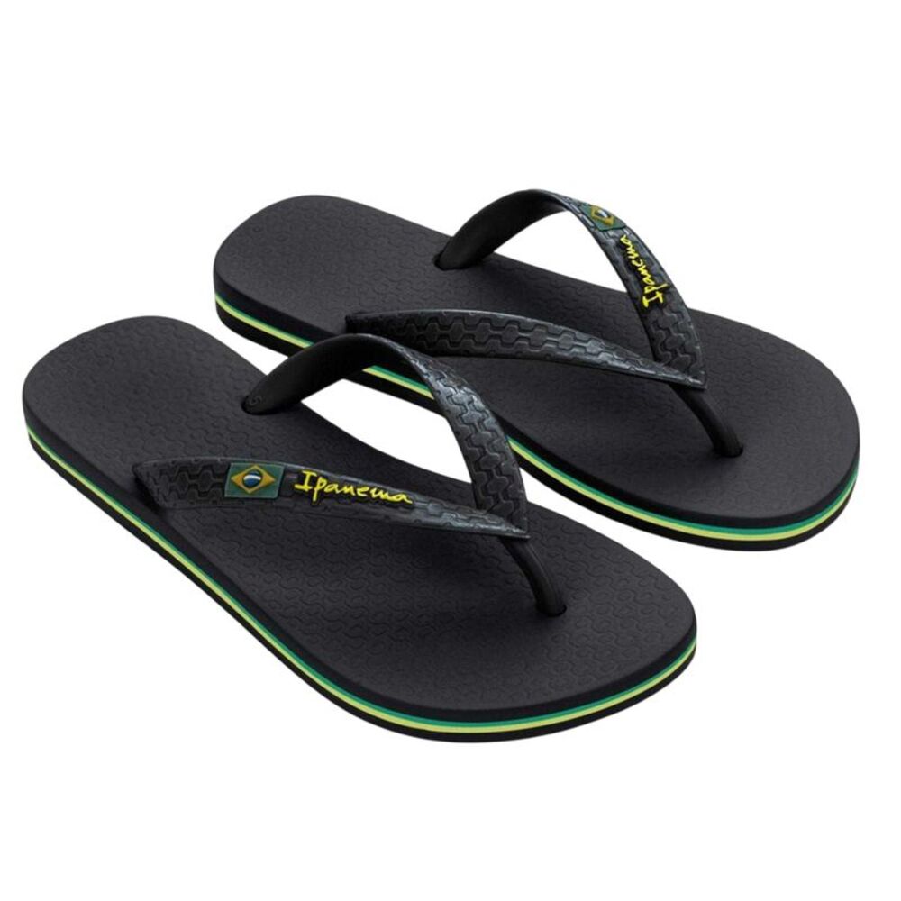 Ipanema Womens/Ladies Brazilian Flag Flat Flip Flops / Black